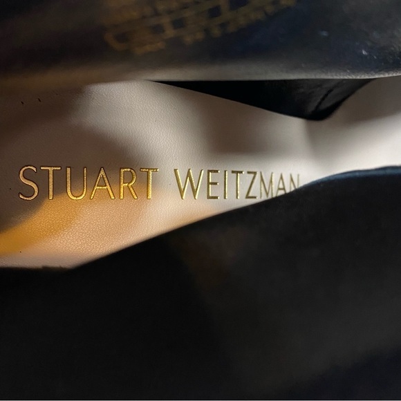 Stuart Weitzman Max Black Leather Pointed Toe Bootie 9 Narrow - Picture 14 of 16